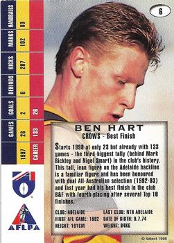 1998 Select AFL Signature Series #6 Ben Hart Back